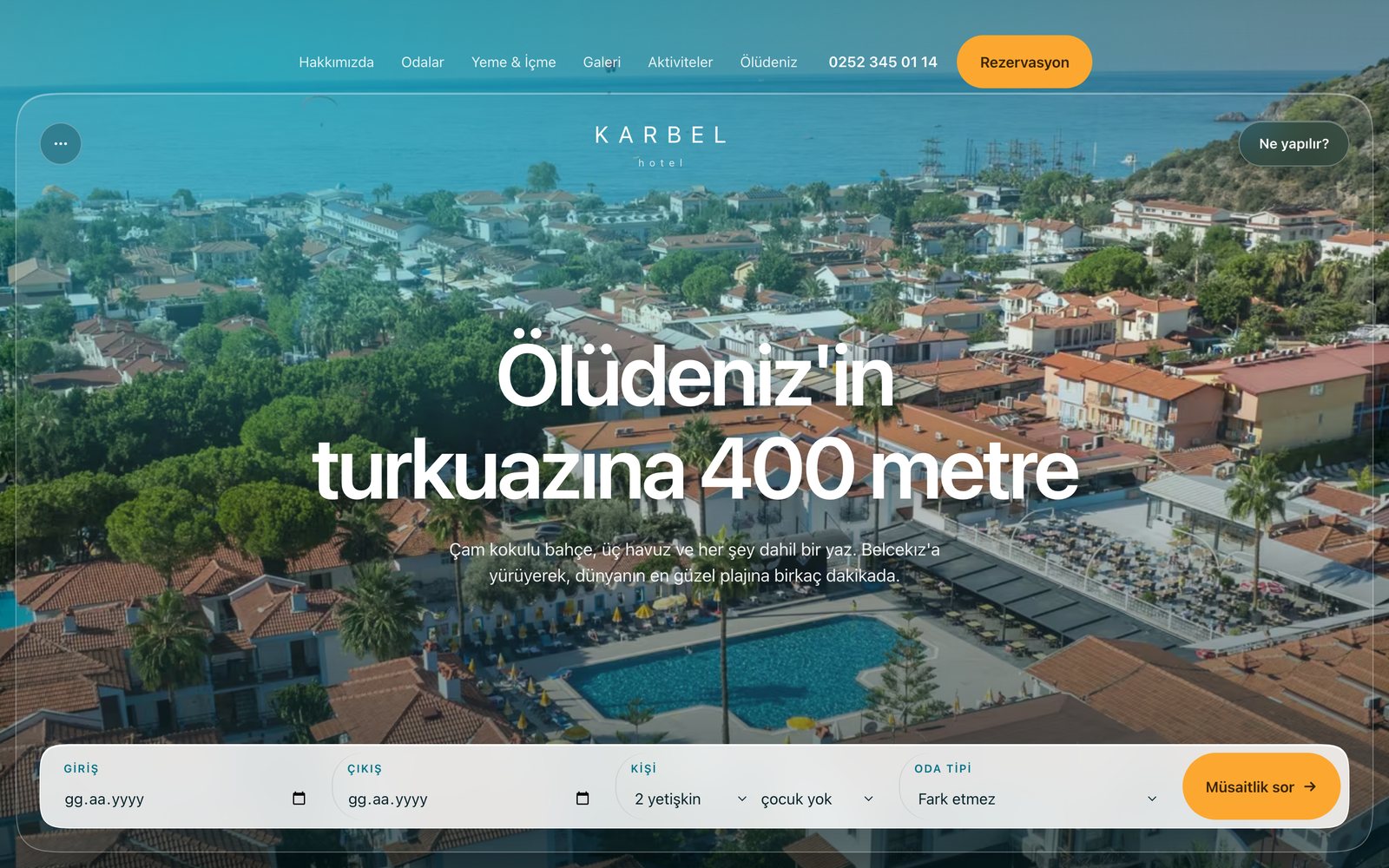 Karbel Hotel web sitesinin ekran görüntüsü