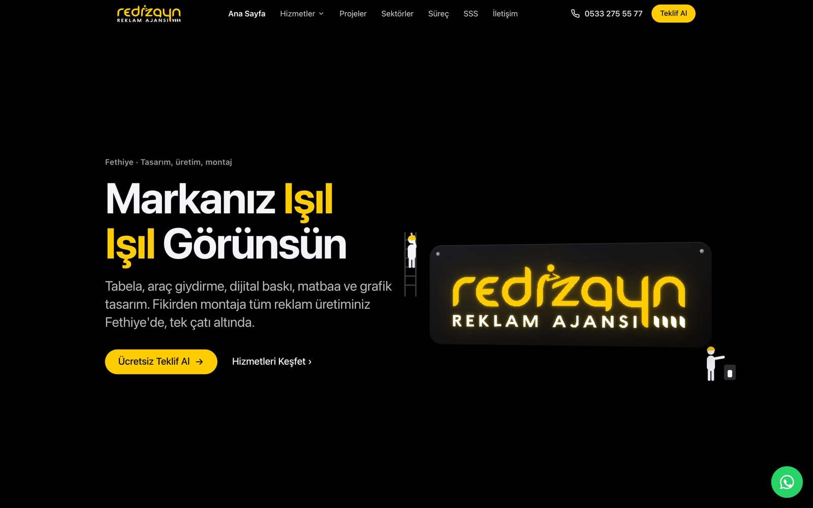 Redizayn Reklam Ajansı web sitesinin ekran görüntüsü